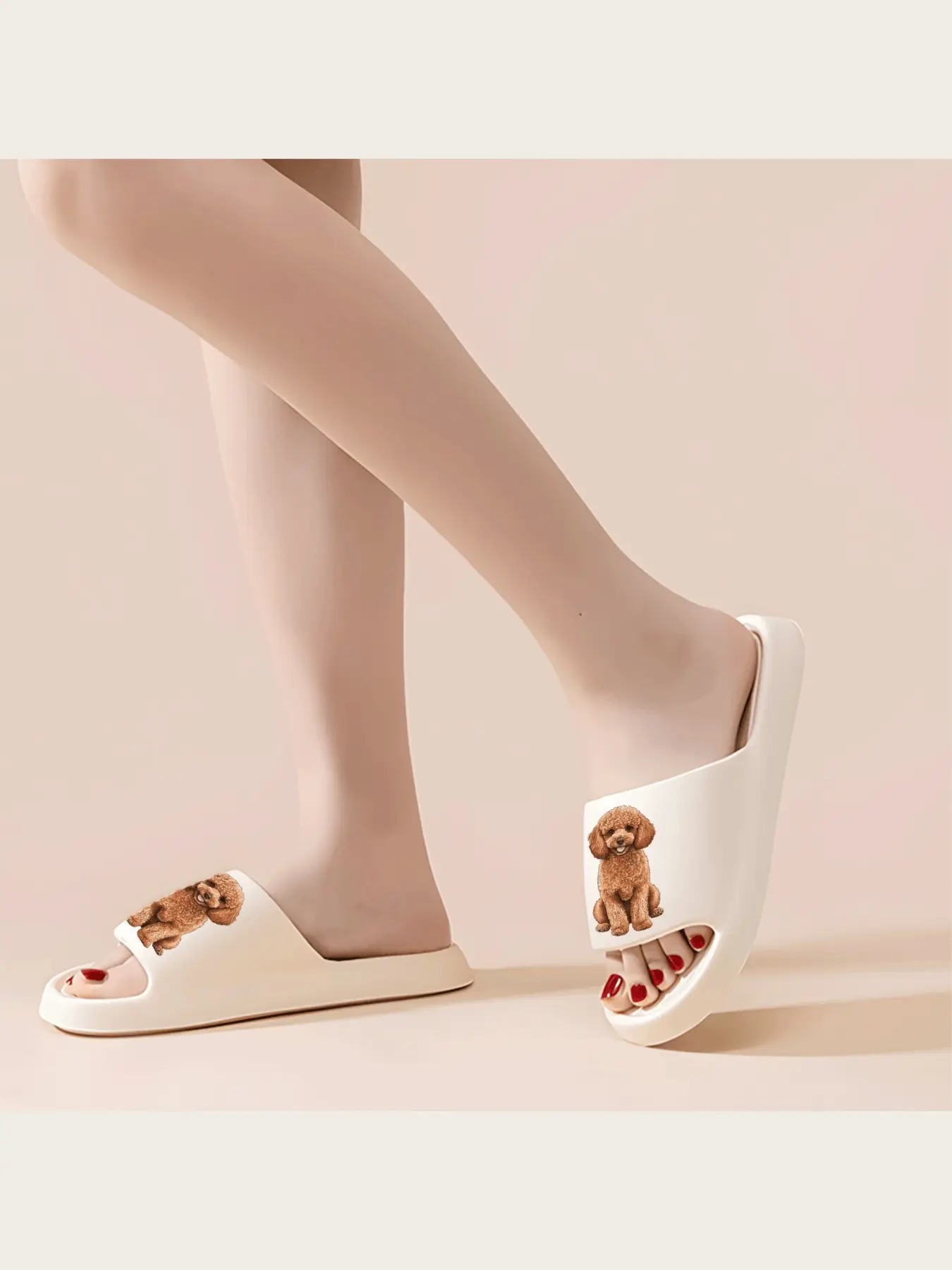 Cute Brown Poodle Dog Slippers for Women Men Soft Fleece Lining Warm Indoor Home Non-Slip House Slippers Comfortable Plush Animal Puppy Shoes for Winter Autumn Cozy Footwear