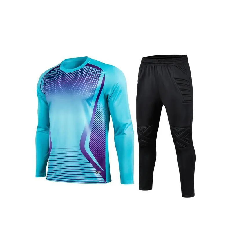 2-Piece Soccer Goalkeeper Shirt with Foam Elbow Pads, Colorful Geometric Breathable Quick-Dry Long Sleeve T-Shirt + Training Running Sports Pants Set 2-Piece Soccer Goalkeeper Shirt with Foam Elbow Pads, Colorful Geometric Breathable Quick-Dry Long Sleeve T-Shirt + Training Running Sports Pants Set