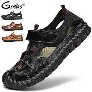 GREKS Men's Sport Sandals Closed Toe Outdoor Handmade Sandal Summer Beach Sandal Fisherman Sandals fathersdaygift-2021