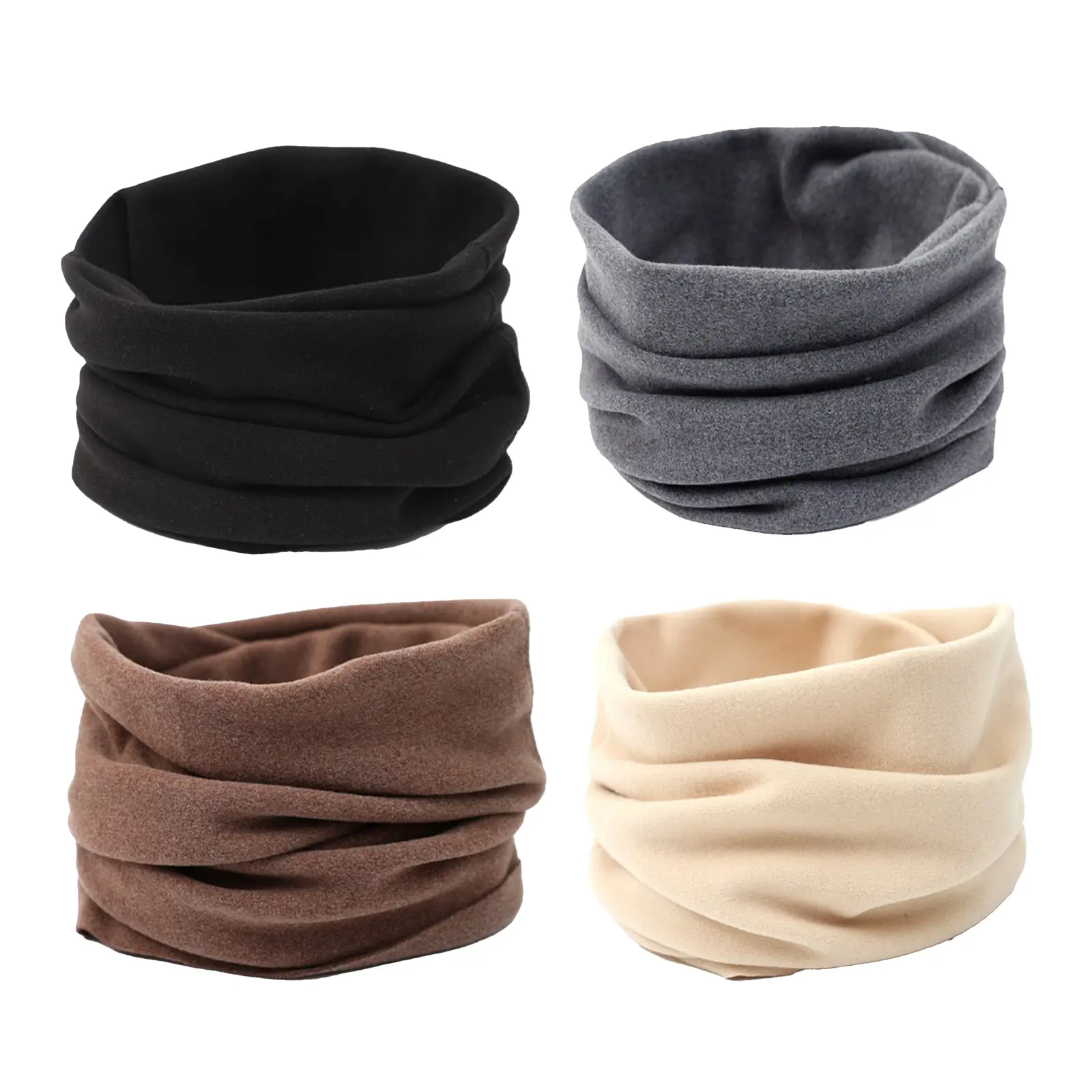 OIDEA 4-Pack Unisex Dralon Fabric Winter Neck Gaiter - Double-Layer Thick Fleece, Windproof, Heat-Retaining, Adjustable Size, Plain, 360° Coverage Cold Weather Face Cover Scarf for Commutes, Christmas Gift Set, Solid Colors, Breathing Feature Scarves