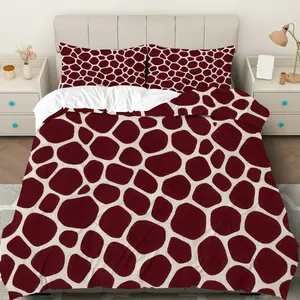 3PCS Duvet Cover Set, 1 Duvet+2 Pillowcases(Without filler), Animal Print Giraffe Pattern Wild Safari Exotic theme, Thanksgiving bedding set, Modern Stylish Unique Suitable for decoration Bedroom Hotel Guestroom Dormitory.