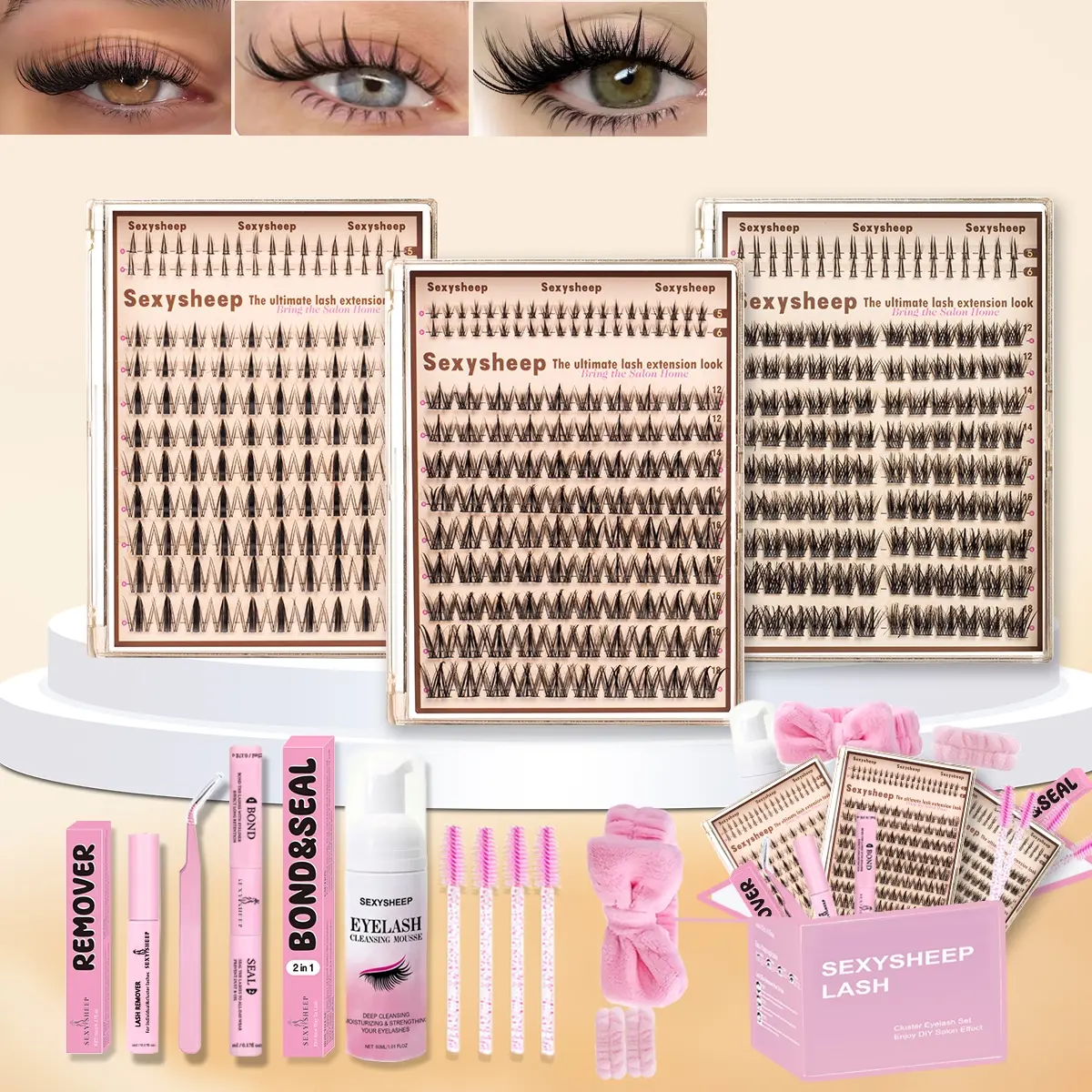 Mixed Manga Style False Eyelash Kit, Diy Volume Eyelashes, Volumized False Eyelashes, Eyelash Cluster Extension, Eyelash Extensions, Home Easy Application, Salon Grade Dense Look, Natural Appearance,  Wristband