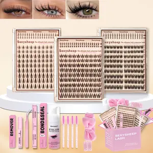 Mixed Manga Style False Eyelash Kit, Eyelash Cluster Extension, Home Easy Application, Salon Grade Dense Look, Natural Appearance,  Wristband