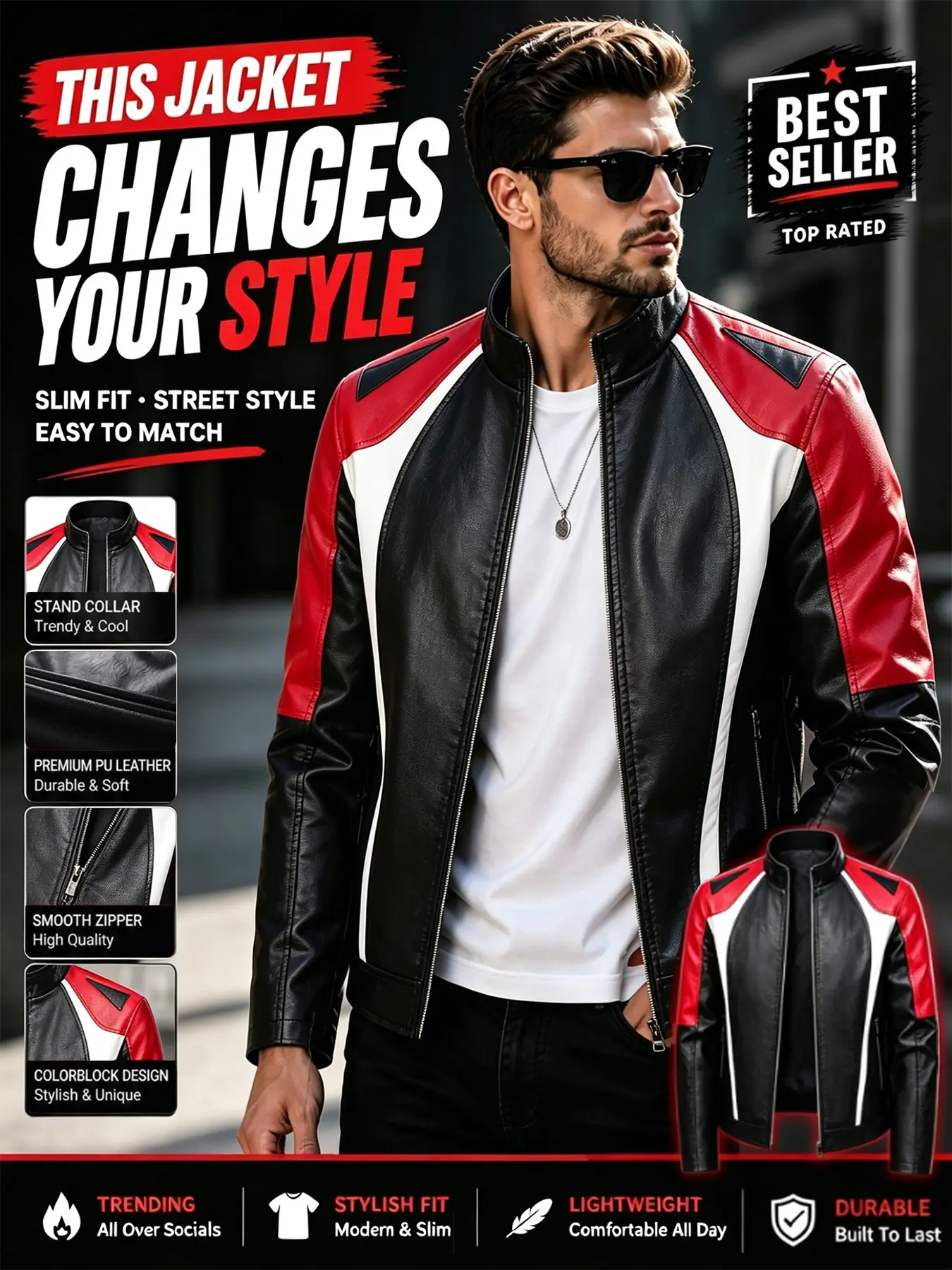 2000s leather jacket mens - TikTok Shop