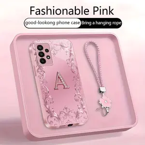 Suitable for [Galaxy A23] high-end women's phone case🥰，free four-leaf clover lanyard included—choose any one of the 26 letters. Drop-resistant and fingerprint-proof. YM99
