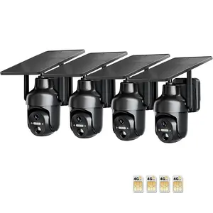 4/2Pack 4G LTE Cellular Solar Security Camera Wireless Outdoor, No WiFi Solar Powered Camera, 360° Live View, 2K Color Night Vision, PIR Motion Sensor, 2 Way Talk, Build in SIM Card(Data refill is required) - Black