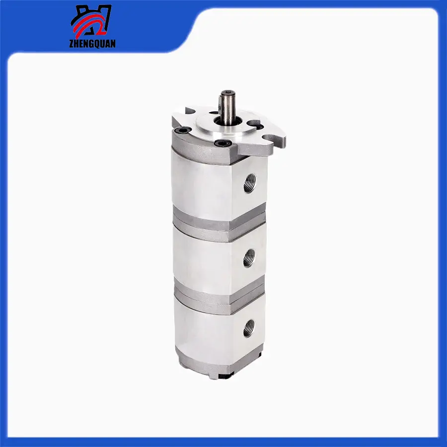 Zhengquan HGP-111A-F6/6/6R HGP-111A-F8/8/8R 3-Stage High-Pressure Hydraulic Gear Pump, 7500g, 350 mm, 100 mm, Threaded Ports, for Construction, Mining Use, In-Stock Manufacturer