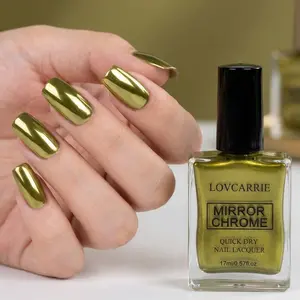 Lovcarrie 17ml Mirror Metallic Nail Polish, Bronze Shade, Quick Dry Formula, Chrome Gloss Finish, Salon Quality, Long-Lasting, Liquid, Alcohol-Free, for Adults