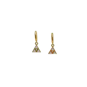Harwell Godfrey Triangle Charm Huggies White/Yellow Gold