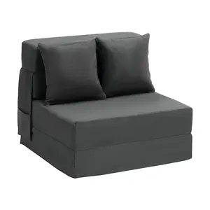 【Summervibes】VEVOR Folding Sofa Bed, 3-in-1 Foldable Couch Bed with 2 Pillows and Washable Cover, 25D High Density Memory Foam Convertible Sleeper Chair Bed, Futon Couch for Living Room, Bedroom, Dark Grey(Single)