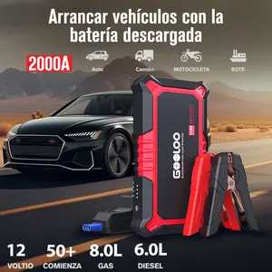 GOOLOO Nuevo arrancador GP2000, arrancador de puente para automóvil de 12 V 2000 A (hasta 8,0 L de gasolina, motores diésel de 6,0 L), cargador de batería portátil SuperSafe, paquete de refuerzo de caja de litio automático con carga rápida USB, rojo