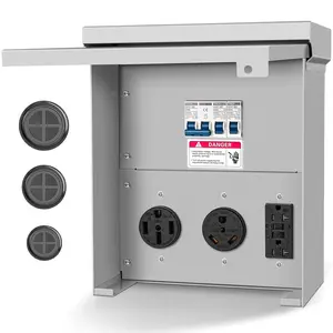 Temporary Power Outlet Panel,Rv Electrical Panel,50 30 20 amp rv Power Outlet Box,Prewired Unmetered, Weatherproof, for RV Camper Travel  Motorhome