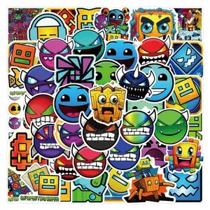 Geometry Dash Mix Vinyl Decals 50 Pcs for Phone Water Bottle & Notebook Assorted Characters in Various Styles Waterproof