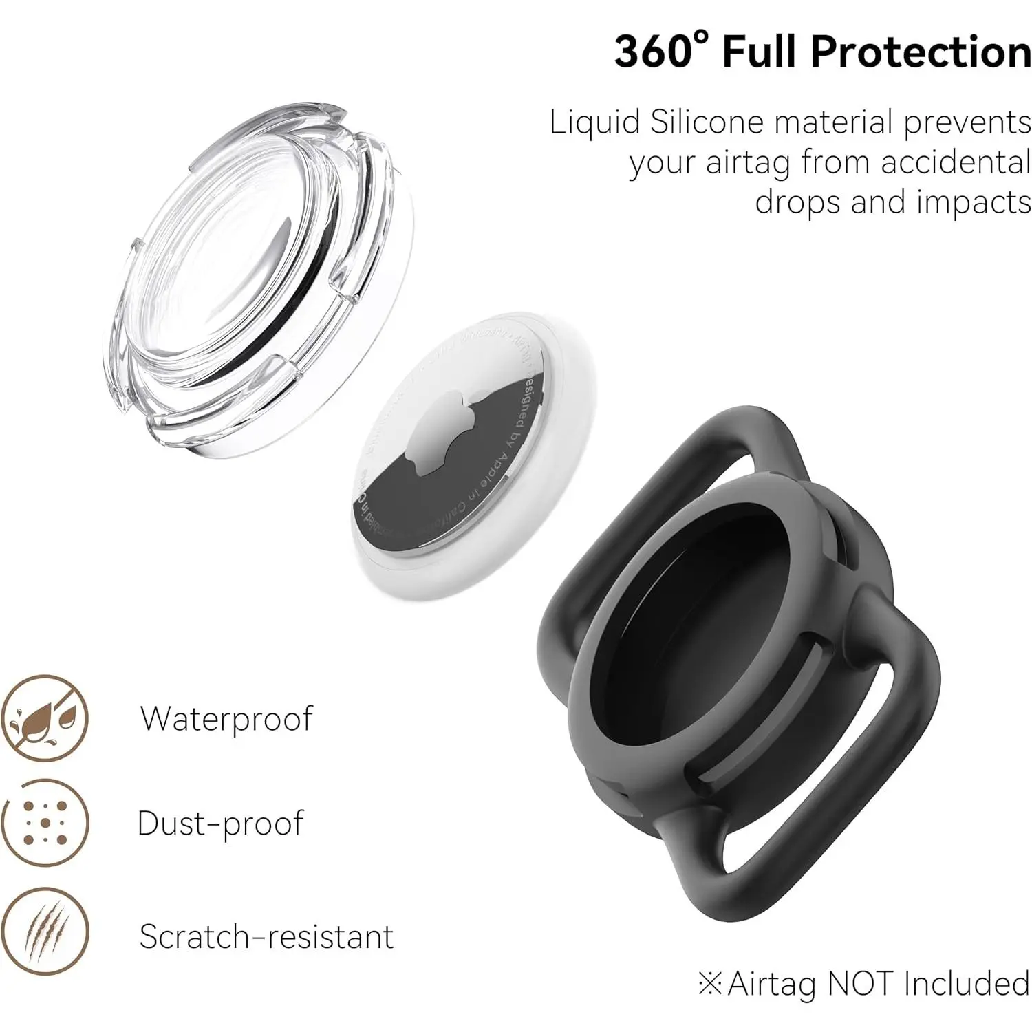 Waterproof Airtag Holder for Dog Collar, Soft Full-Body Protective Airtag Holder for Dog & Cat Collars, Ultra-Durable, Easy Installation, Lightweight Clear Airtag Case (Black, Regular) Waterproof Airtag Holder for Dog Collar, Soft Full-Body Protective Airtag Holder for Dog & Cat Collars, Ultra-Durable, Easy Installation, Lightweight Clear Airtag Case (Black, Regular)