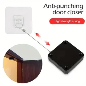1pc Black Punch Free Automatic Sensor Door Closer Automatic Shutdown Device Non Punching Telescopic Sliding Door Device