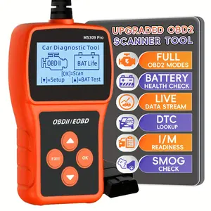 MS309 Pro OBD2 Scanner - An upgraded car diagnostic tool that supports over 6000 fault codes, real-time data flow, battery voltage monitoring, I/M readiness, and freeze frame data. It is suitable for models released after 1996 (EOBD2)
