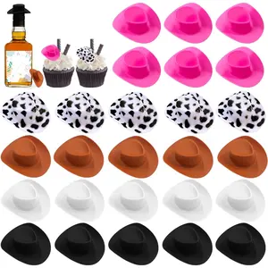 30PCS Plastic Mini Western Cowboy Cowgirl Hat Cute Miniature Hat for Party Accessories Multi