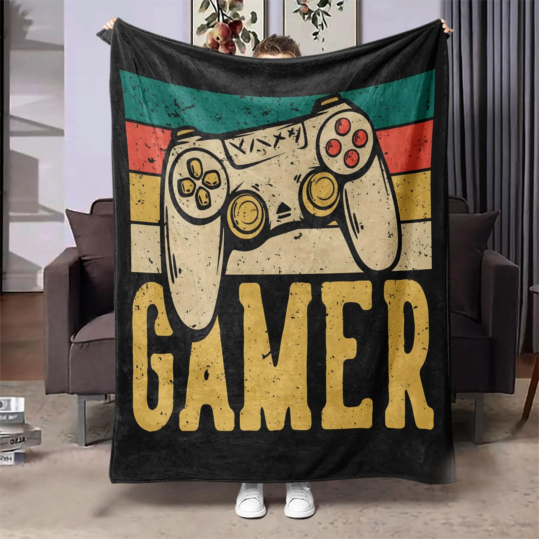 Game Console Pattern Blanket, Soft Comfortable Throw Blanket, Warm Napping Blanket For Home Office Travel Camping