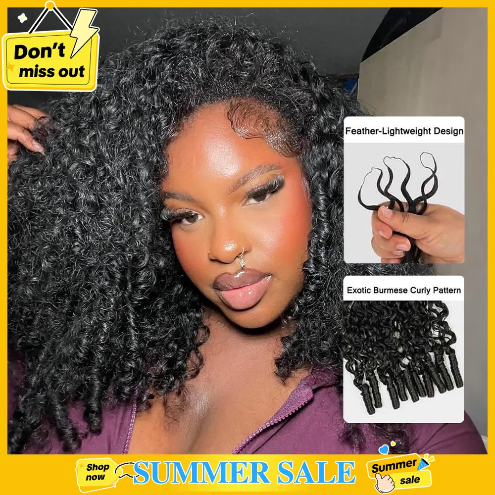 STERLY Crochet Extensions Human Hair Miracle Knots Pre-Separated 50g per Pack 45-50 Strands per Pack Knotless Boho Braids 4-5 Packs for Full Head Burmese Curly Textures Wig with Crochet Hook #tiktokshopsummersale