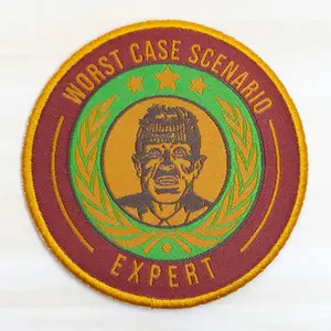 Worst Case Scenario Expert Embroidered Merit Badge Iron On 3 inch Circle Patch with Red Green Yellow Brown Thread for Overthinkers
