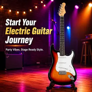 Full-size entry electric guitar, 6-string solid body ST-style electric guitar, equipped with three single pickups, a tremolo bridge, and glossy finish, right-handed model, suitable for practice, rock, pop, recording, and use by teenagers and adults.