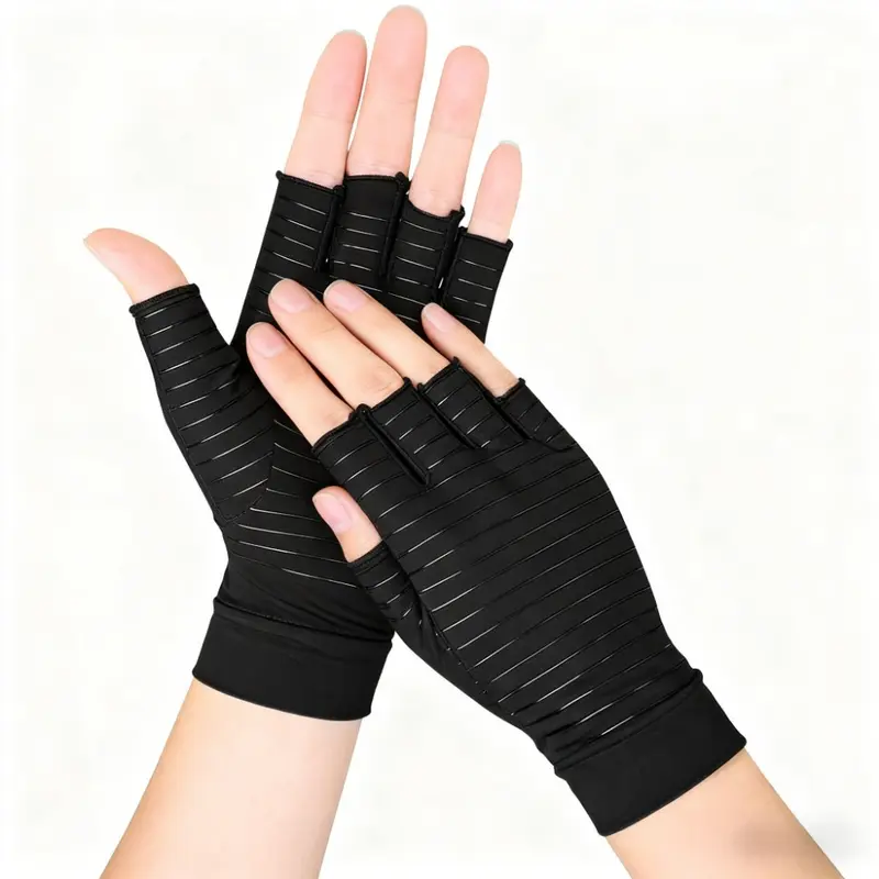 1 Pair Washable Arthritis-Friendly Finger-Focused Multi-Protective Anti-Slip Rubber-Coated Men's Gloves - Unisex Fingerless Design for Typing, Joint Pain Relief; Plus Unisex Knit Winter Beanies, Skull Caps, Summer Sport Denim Black Flatbill Baseball Hats,