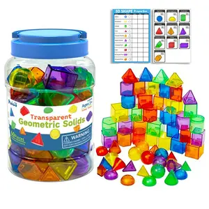 Translucent 3D Geometric Shapes, 1 Box Colorful Geometric Shape Building Blocks, Shape Sorter, Educational Toys for Kids, Learning Toys for Boys & Girls