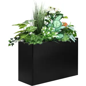 Heavy-Duty Steel Planter Box 30"x12"x24", Rust-Resistant Large Outdoor & Indoor  Container, Metal Garden Box with Drainage Holes & Reinforced Edges