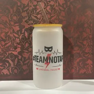 Evie3313 #TeamNoTap Sublimation Tumbler – Viral Live Trend Cup with Straw, 16oz Frosted Glass Can, Aesthetic Drinkware