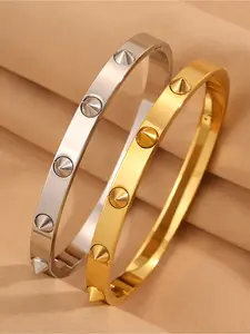 1 fashionable and classic stainless steel bracelet with ten rivets, suitable for both men and women, suitable for daily wear and parties, Valentine's Day gifts, all season accessories