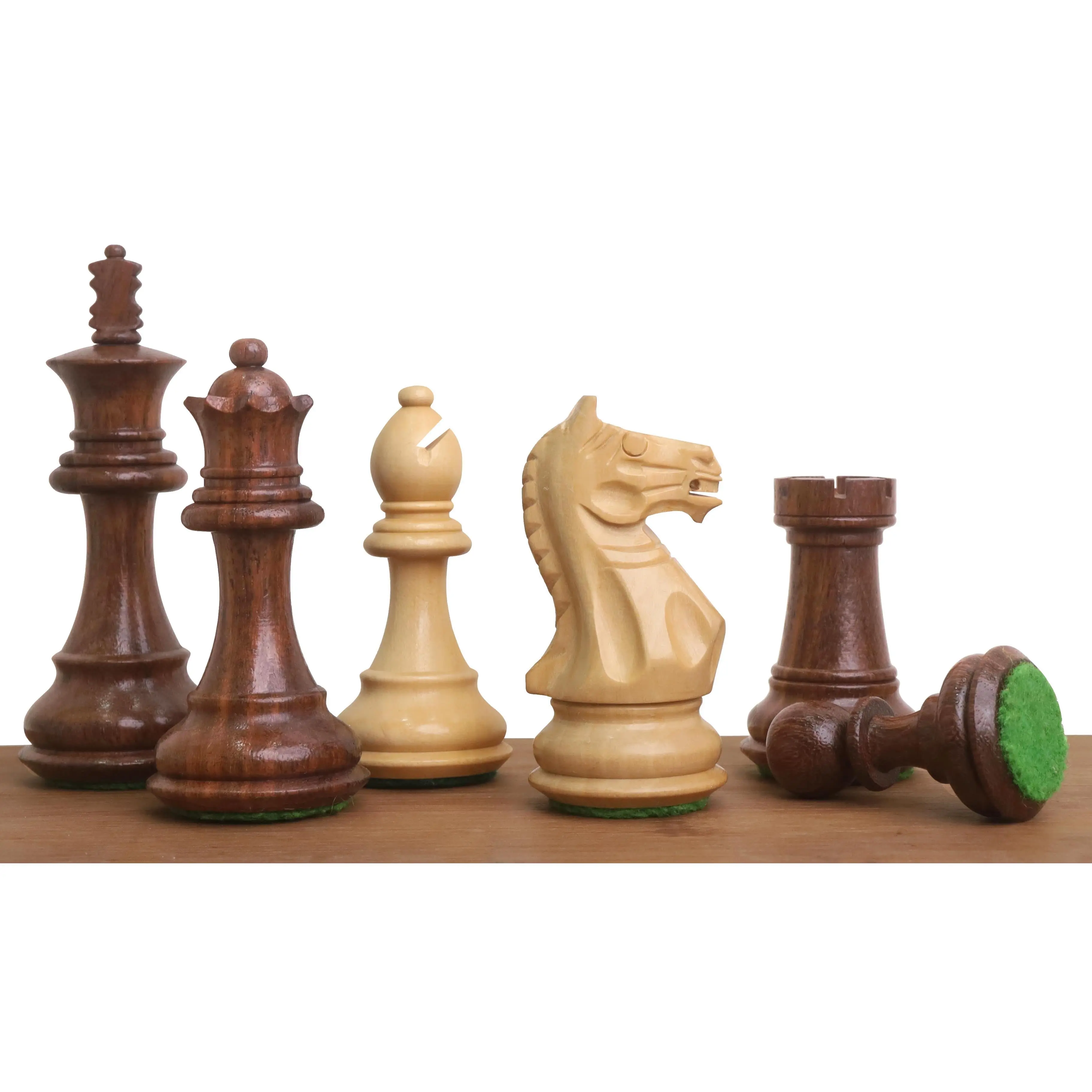 3.5" Fierce Knight Staunton Chess Set- Chess Pieces Only - Weighted Golden Rosewood