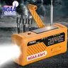 PRUNUS J-366 Emergency Radio with 3 Charging Cables, NOAA Weather Alert, 7400mWh/Solar/Hand Crank/ USB-C Charging, Battery Operated , WB/AM/FM, SOS Alarm, Flashlight, Compact for Bag
