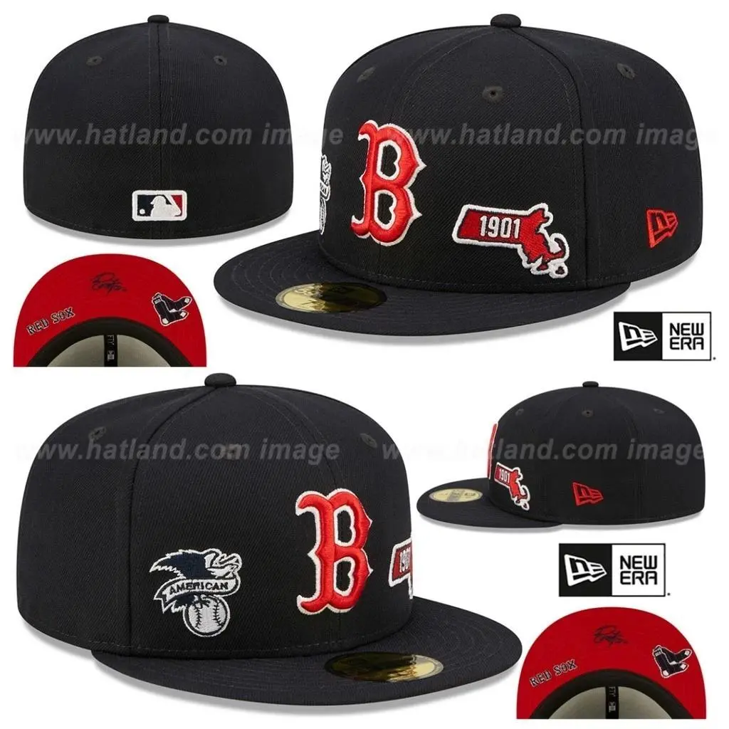 New Era Boston Red Sox 59FIFTY Fitted Cap - Black Red MLB Baseball Hat, Flat Brim Streetwear, Embroidered Team Logo, Sports Fan Gift