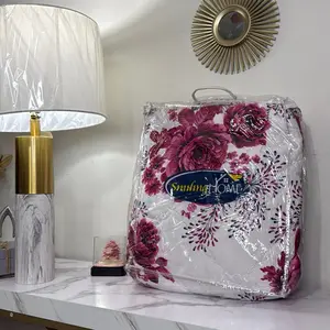 Sushang Bed Comforter Set with Floral Design and Packaging Featuring a Lamp and Decorative Mirror