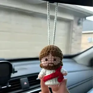 Handmade Jesus Car Mirror Hanging Ornament, Unique Auto Accessory, Perfect Gift for Birthdays & Holidays, Personalize Your Vehicle Decor