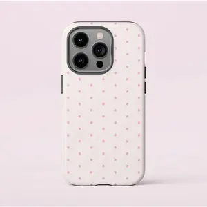 Charming Polka Dot Phone Case ,phone Case Suitable for Iphone 11/12/13/14/15/16/17 Pro Promax Plus Air and Samsung S22/S23/S24/S25 Plus Ultra Fe- Pink & White Cute Protective Cover
