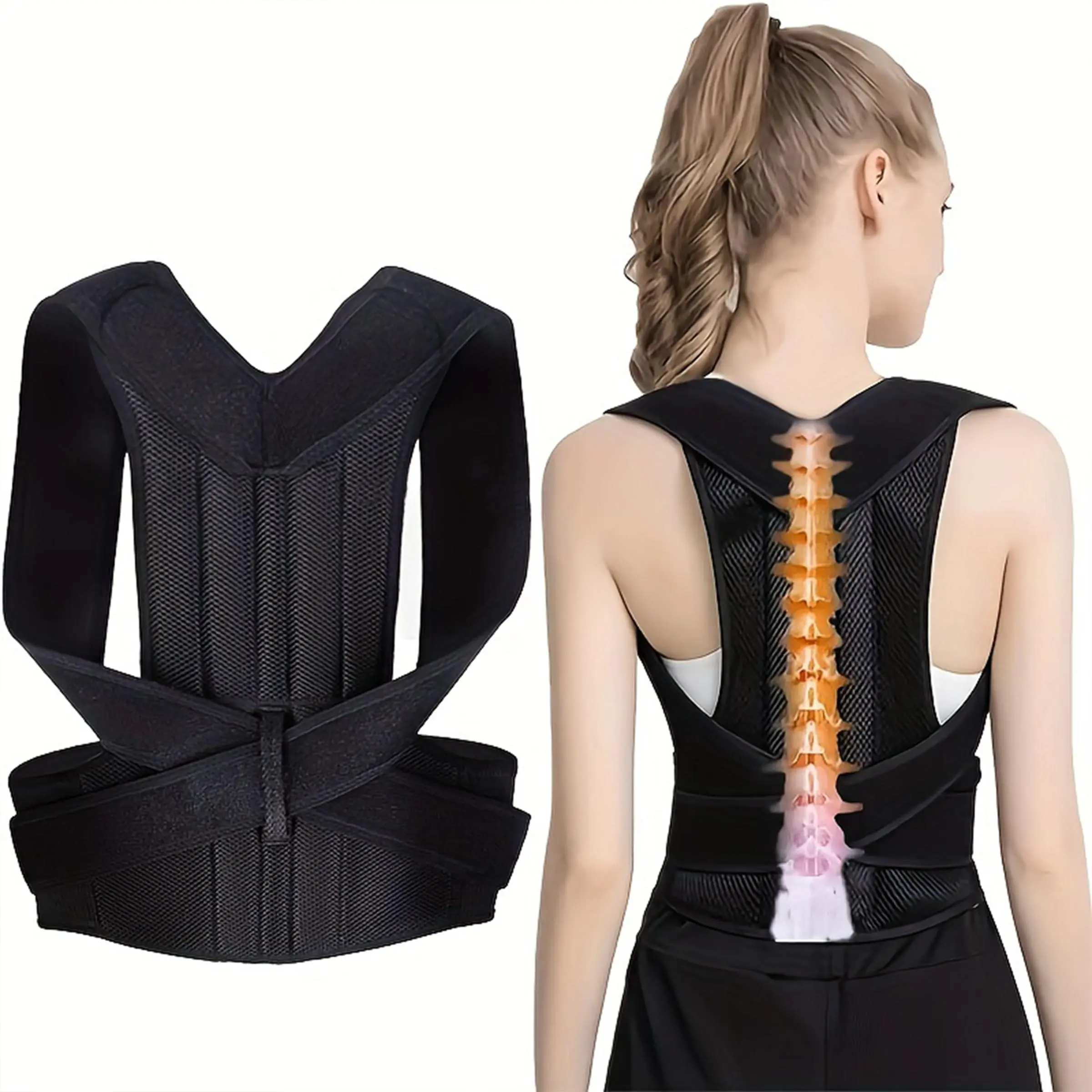 Posture Corrector Back Support Brace for Men & Women, Posture Belt, New Waist Support Design, Improves Posture, Comfortable Fit, Durable Material, Posture Straightener