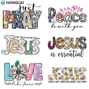 Warm Faith Theme Iron-On Patches 6 Pieces, High-Quality Vinyl Heat Transfer Stickers, Fresh Colors Long-Lasting, Easy DIY for T-Shirts Hoodies Bags, Diy Flower Decor, Diy Material