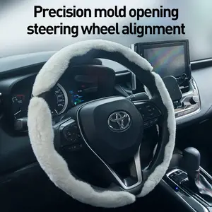 Cozy Plush Car Steering Wheel Cover, Non-slip Warm Grip Steering Wheel Protector, Universal 15 Inch for All Vehicles, Car Interior Decor Gadgets, Popular Car Accessories, Ideal Gifts for Men Women, Car Essentials, Winter All Season Use