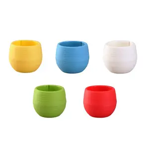 5-Pack Trendy Succulent Pots, Mini Stone Flower Pots, Rainbow Colorful Plastic Lazy Pots, Ideal for Indoor Plants, Easy Care Planters