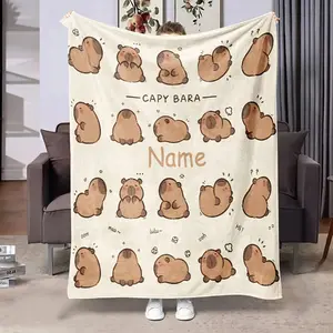 1 personalized capybara plush fleece blanket, a comfortable all-season cover blanket suitable for bed sofa travel and nap time