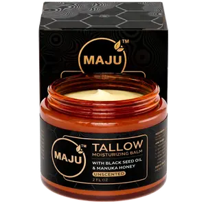 MAJU Tallow Black Seed Honey Balm, 2 FL OZ, Grassfed Beef Tallow, Manuka Honey, Organic Black Seed Oil & Beeswax, Gentle Moisturizer for All Skin Types, Radiant Hydrated Skin Care - Deeply Moisturizing