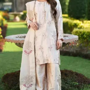 Medium size - Beige Dress 3pc FANCY! (No Return/No Exchange Due to Hygiene & Customer Safety Requirements)