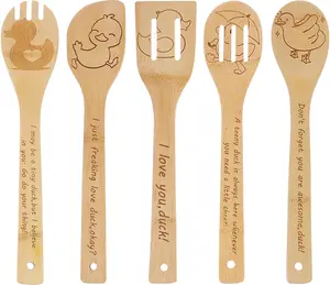 5 count Duck Wooden Cooking Spoons Set Duck Gifts for Women Kitchen Decor  Cooking Utensil Spoons for Housewarming Wedding Anniversary Thanksgiving Christmas Gifts Mom Women