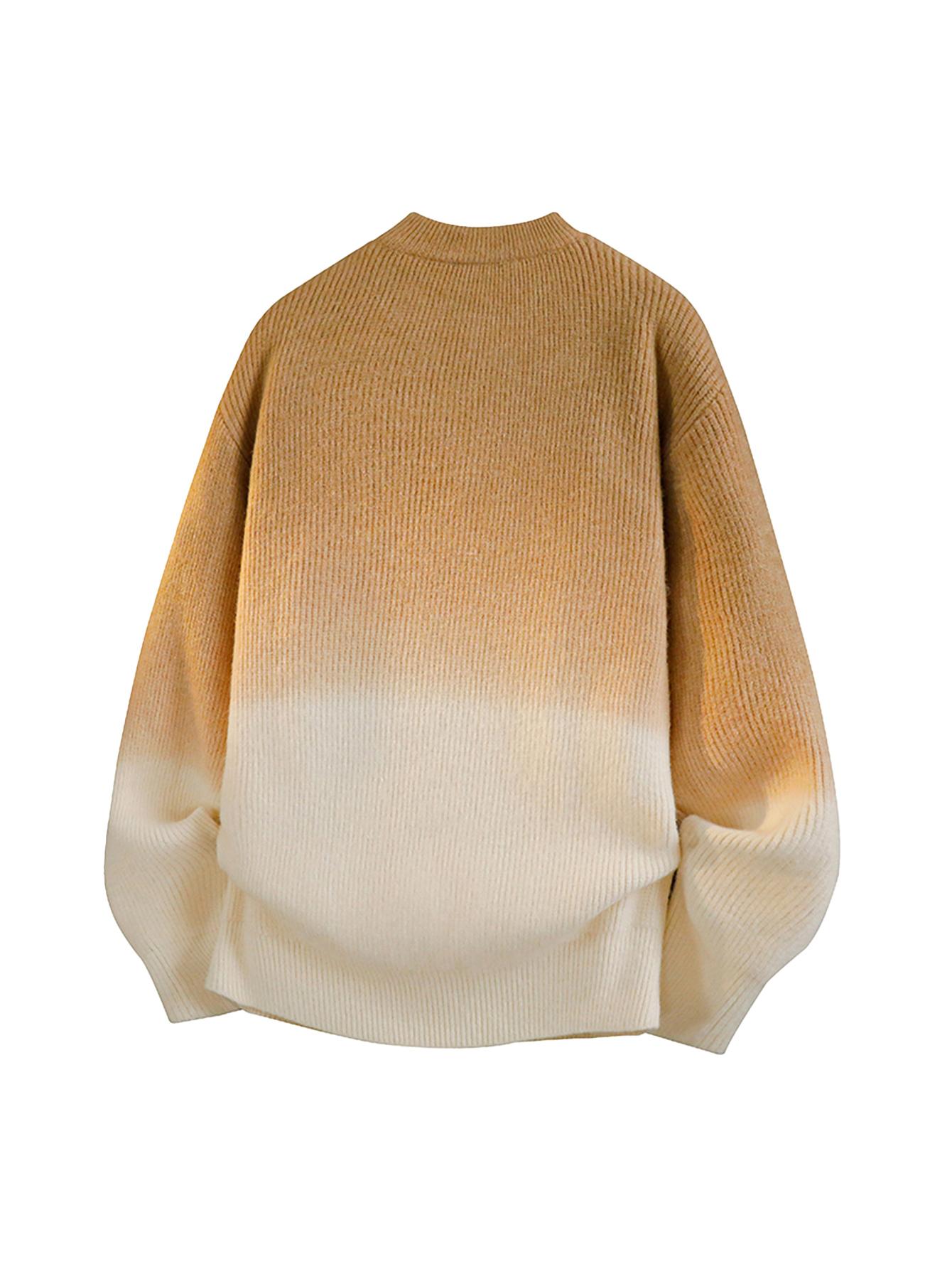 CCCMAI Gradient Crewneck Knitwear for Men Japanese Korean Style Retro High-Quality Elastic Sweater Loose Smart Casual Crewneck Sweater Menswear Pullover Tops Long Sleeve