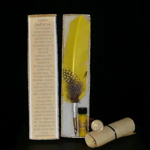 YELLOW AIR QUILL Pen Elemental Ink Set, Dip Pen, Includes Yellow Ink, Compact Design, Ideal for Writing and Drawing