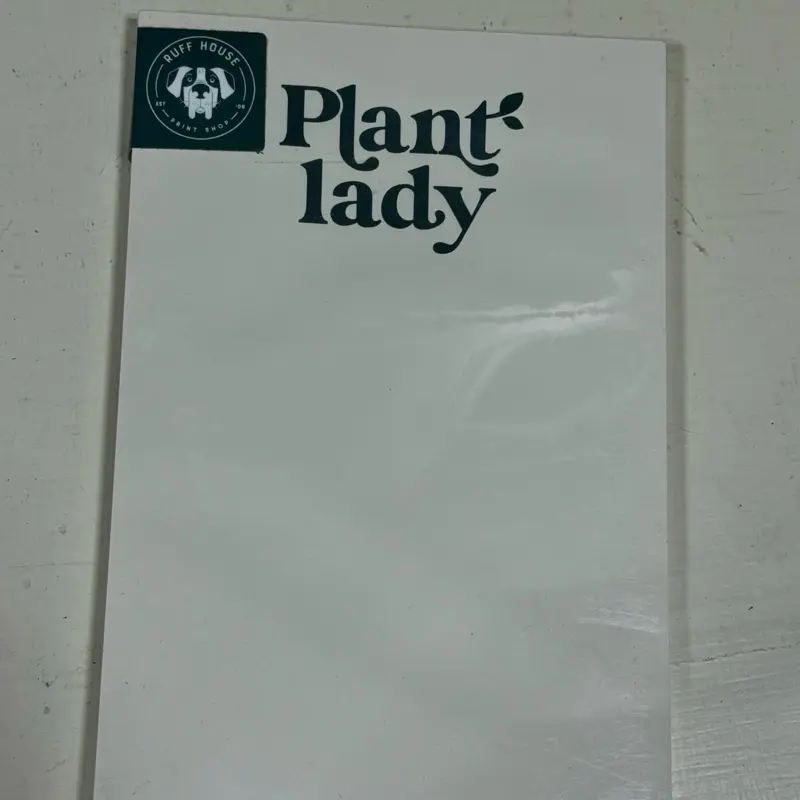Plant Lady Notepad by Plant House Brand - Simple White Notepad with Logo Design