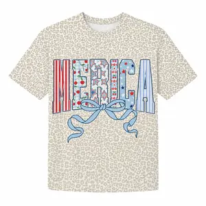 Merica All Over Print T-Shirt, 100% Polyester Camo Pattern Tee, Patriotic USA Graphic Shirt, American Pride Apparel for Women