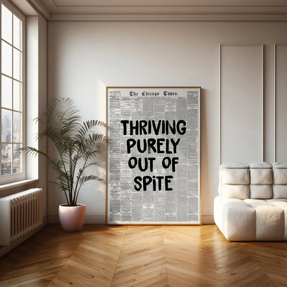 Thriving Purely Out Of Spite, Room Decor, Funny Art Print, Daily Affirmations, Wall Art, Funny Quote Poster, Motivational Quotes