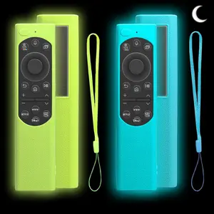 2 Pack Remote Cover for   TV,  Protective Case for  Solar Cell Remote 2021 2022 BN59-01357 BN59-01385 BN59-01265A  Remote Case Glow in Dark (Glow Green +Glow Blue)